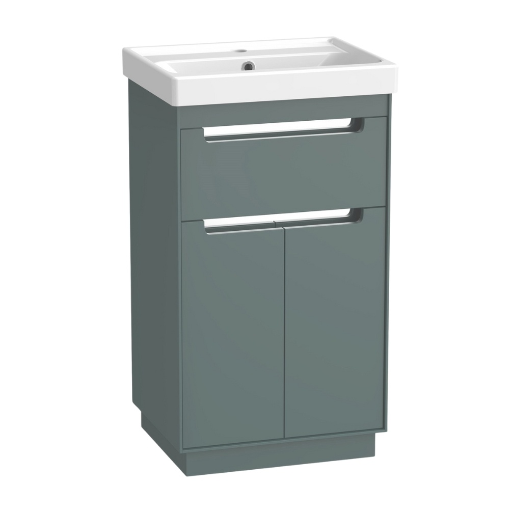 Cut out image of the Tavistock Acumen 500mm Viridian Green Freestanding Vanity Unit & Basin